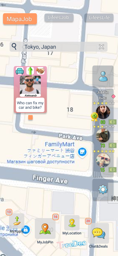 TrooDee MapaJob screen