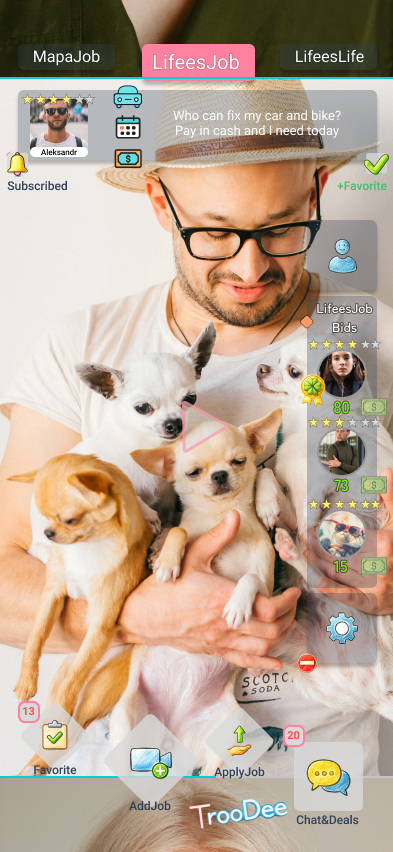 TrooDee home screen with the Settings button